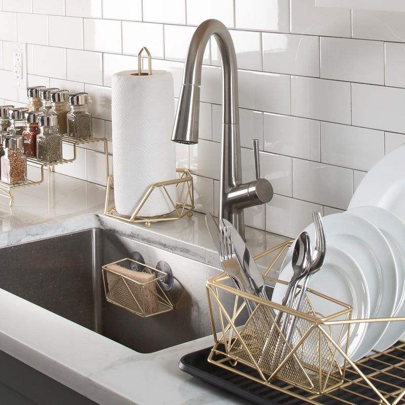 Kitchen Details Geode Paper Towel Holder | Countertop | Free Standing | Holds 1 Large Roll | Rust Resistant | Decorative | Satin Gold - Image 4